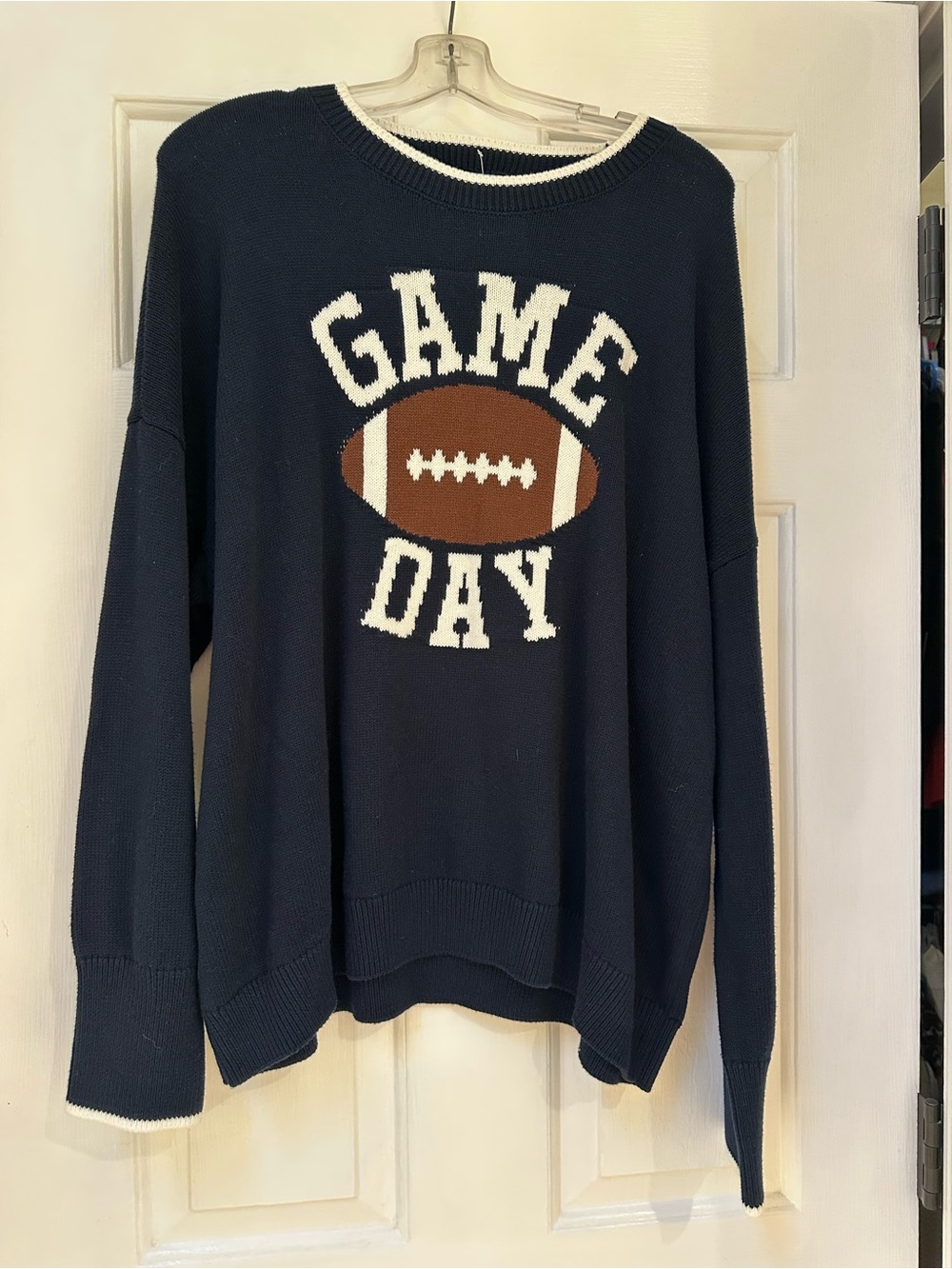 C&C California Navy and White Football Graphic Sweater